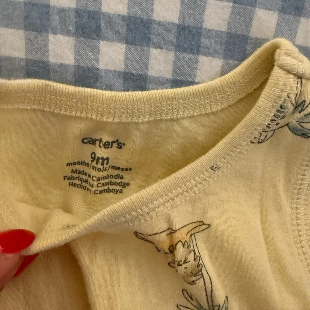 Carter's Yellow Sleeveless Bodysuit with Blue Airplane Sketches